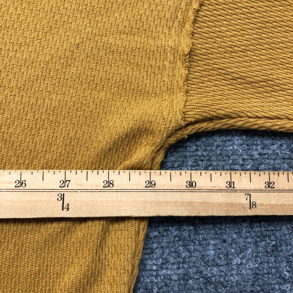 Aerie Womens Mustard Yellow Waffle Knit Oversized Sweatshirt Raw Edge Medium